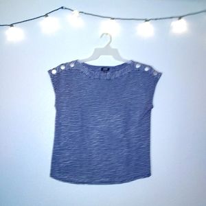 Jones New York Striped Button Detail Top